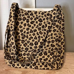 Vera Bradley Tan and Black Leopard Print Messenger Shoulder Bag